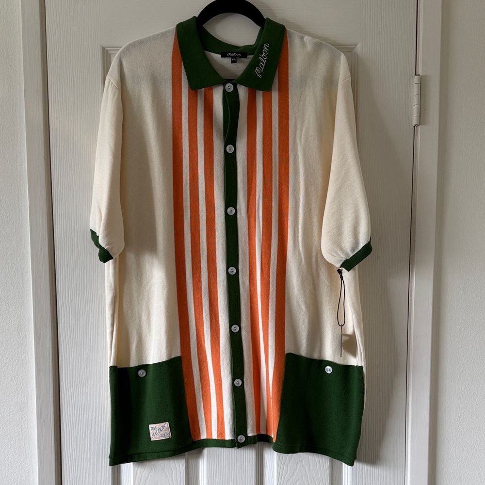 Malbon GABBIANO KNIT BUTTON UP - Ivory - XXL